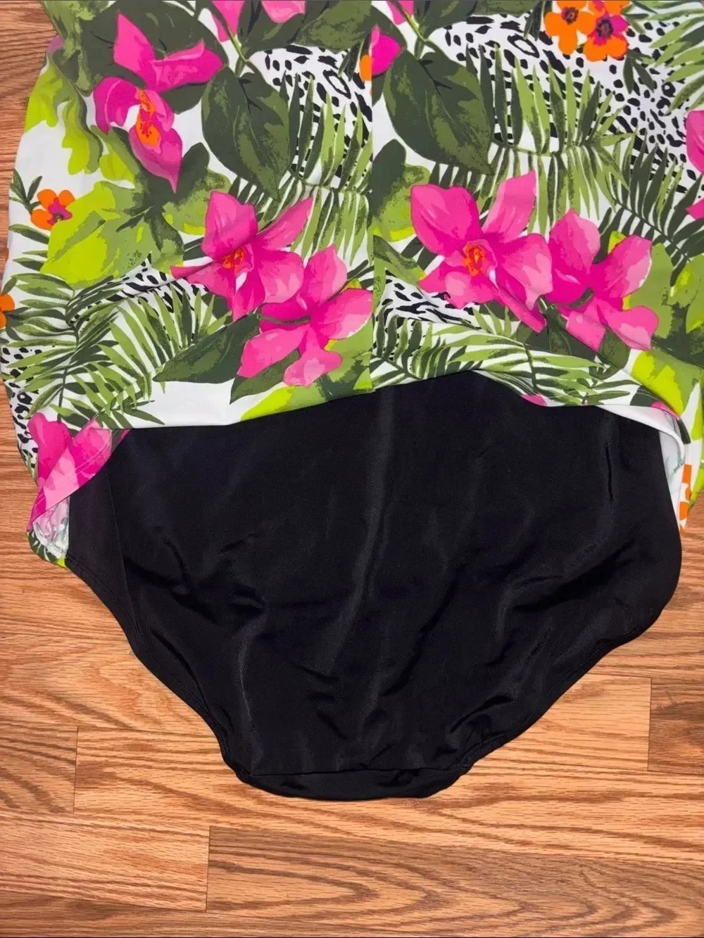 Cacique Women’s Pink and Green Floral Swimsuit, Swim Dress, 20
